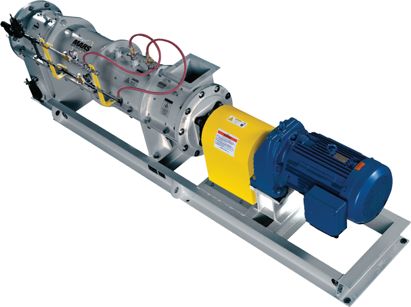 Mars Mineral Pin Mixer is a micro-pelletizing device that converts chicken manure into small agglomerates through the action of a high-speed rotor shaft and pin assembly.